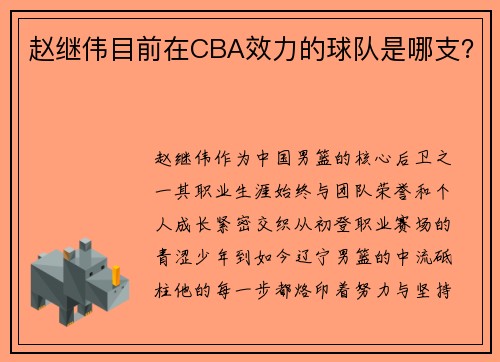 赵继伟目前在CBA效力的球队是哪支？
